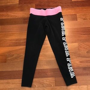 PINK Medium Black Leggings w Pink Waistband